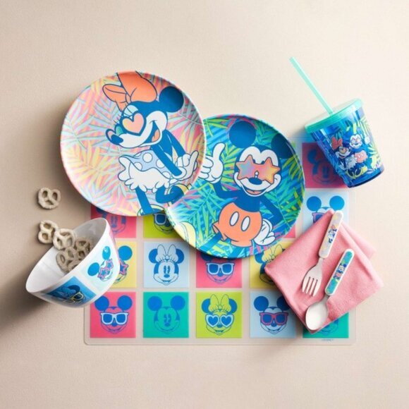 Disney 4 Mickey & Minnie Mouse Summer Salad Plate Set Appetizer Dishes - Picture 7 of 7